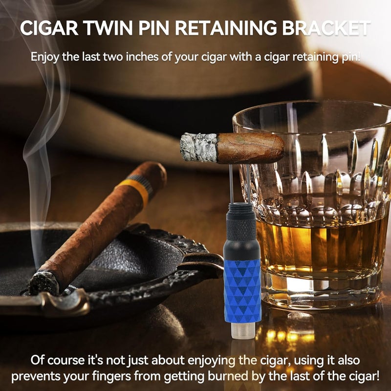 CaLeQi Cigar Punch Cigar Draw Enhancer and Cigar Nubber 4 in 1 The Cigar Punch for All Cigars is a Practical and Essential Cigar Accessories for Cigar Lovers Great Gift for a Man （Black Blue） - Image 4